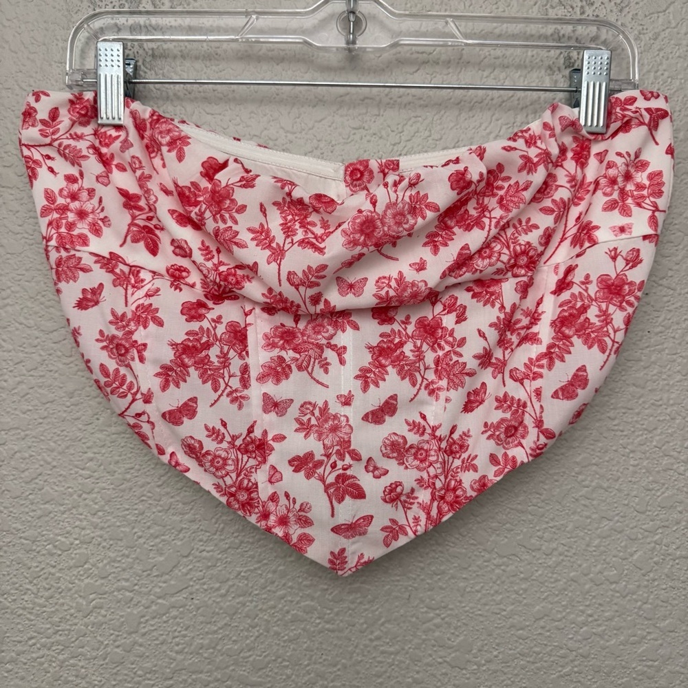 Princess Polly Juliette Bustier Strapless Crop Top Pink Floral Print Size 10 - Picture 2 of 16